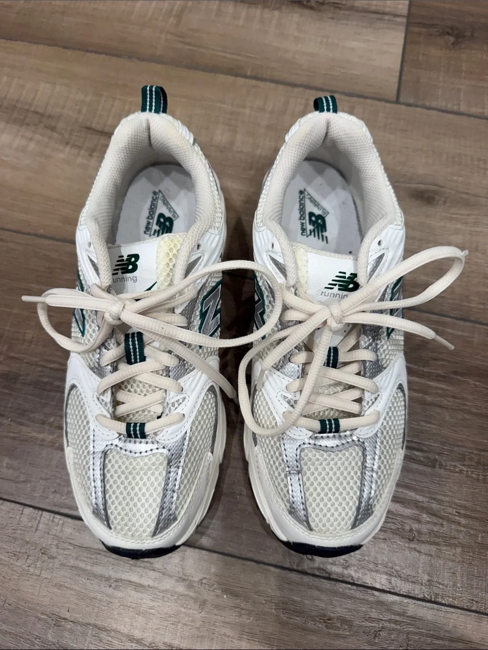 New Balance Women White & Green Athletic Sneakers
